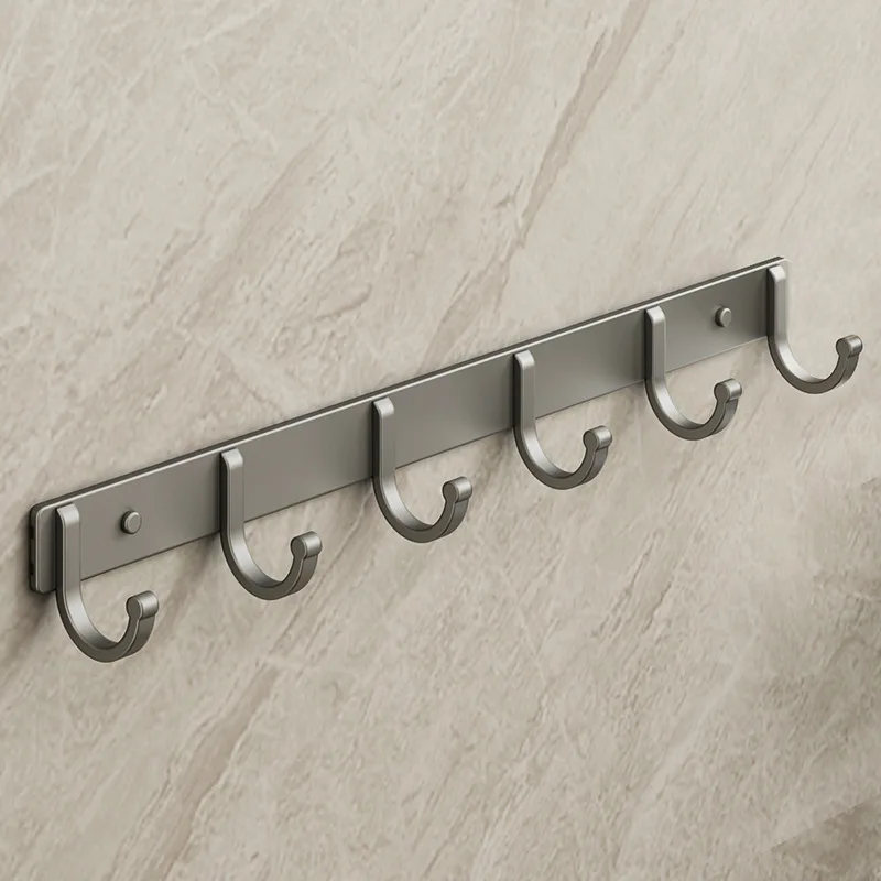 Picture 3: YM Minimalist Multi-Hook Rail Space-Saving Aluminum Hooks for Kitchen, Bathroom, Wardrobe & Hallway. Modern Coat & Hat Organizer