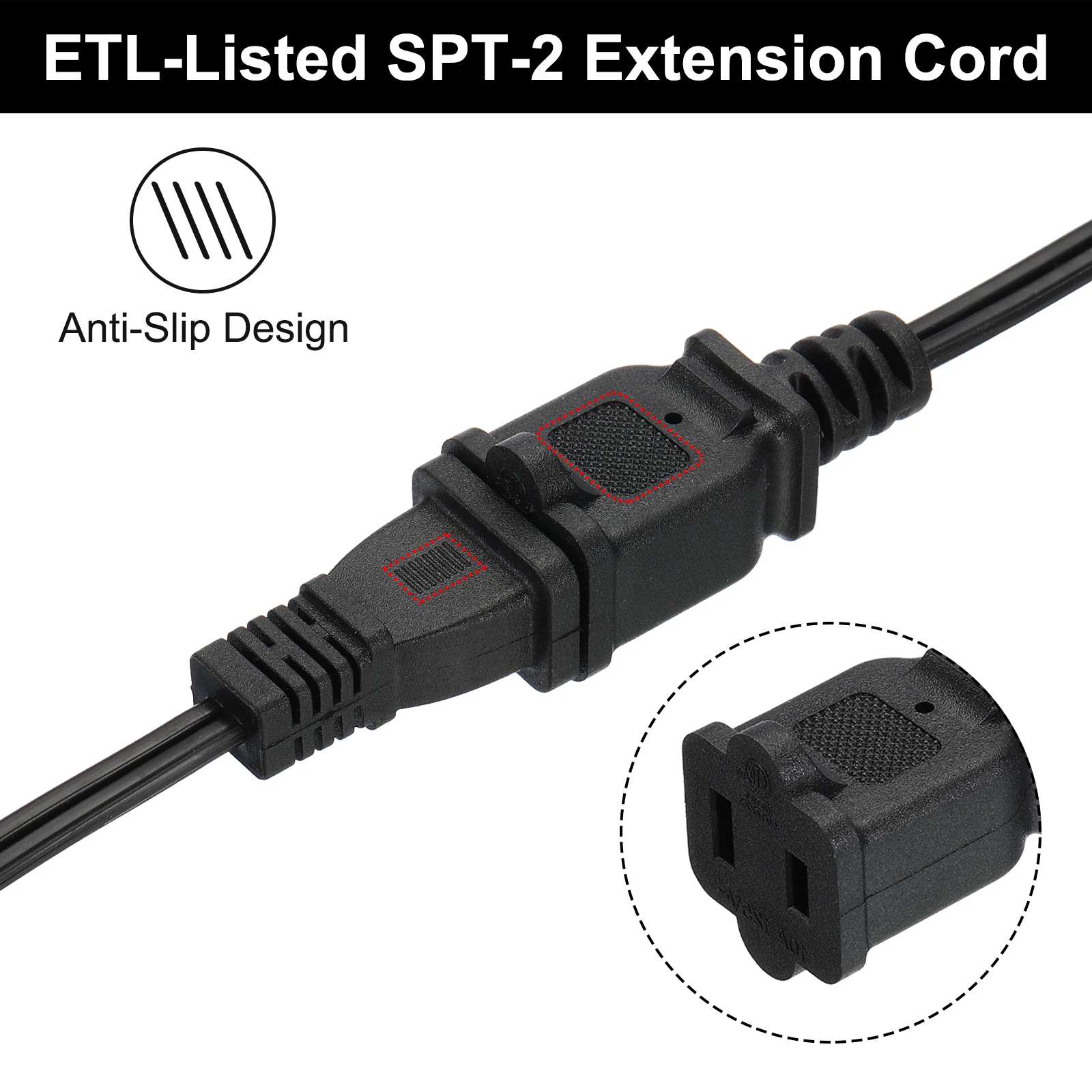 2/3 قطعة 1.5 متر SPT-2 18AWG ETL مدرج داخلي خارجي تمديد الحبل 2 الشق سلك الطاقة أنثى/ذكر التوصيل منخفض المستوى لمحبي المصباح التلفزيون