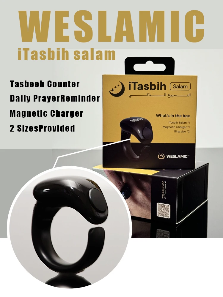 Smart Tasbih Tally Counter for Muslims Zikr Ring Bluetooth Electronic Digital Tasbeeh 2 Size Prayer Time Vibration Reminder