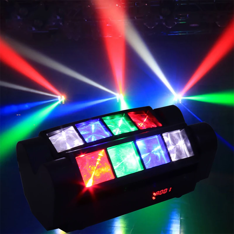 LED Mini Eight-eye Spider Light Voice-activated Bar Stage Light KTV Flash Eight Beam Light Laser Moving Head Light 40W