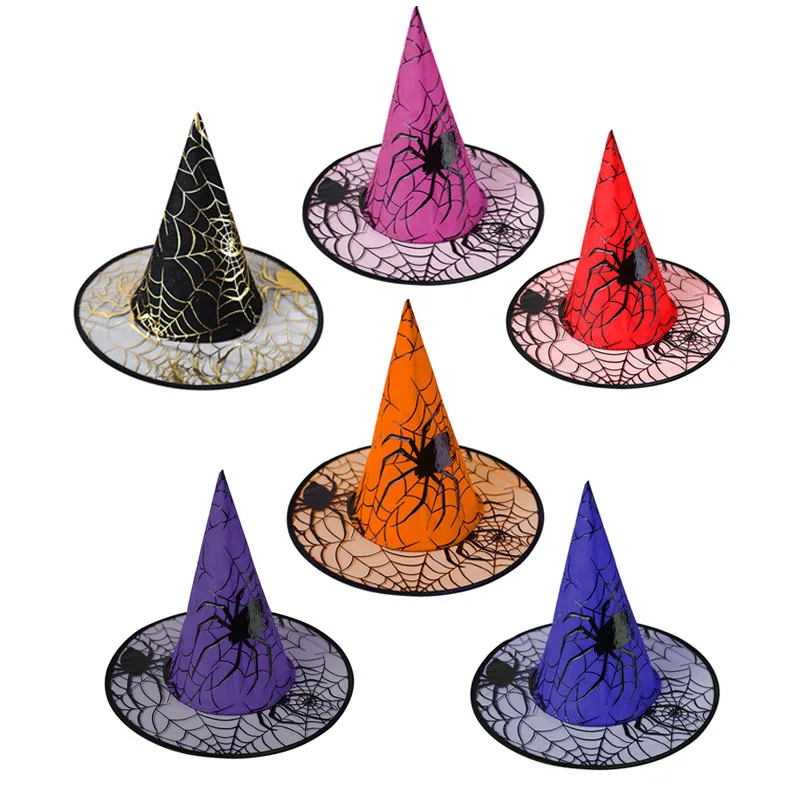 Witch Hat Halloween Decoration Supplies Witch Hat Children Adult Prom Party Dress up Mesh WizardMagic Hat Sun Hat