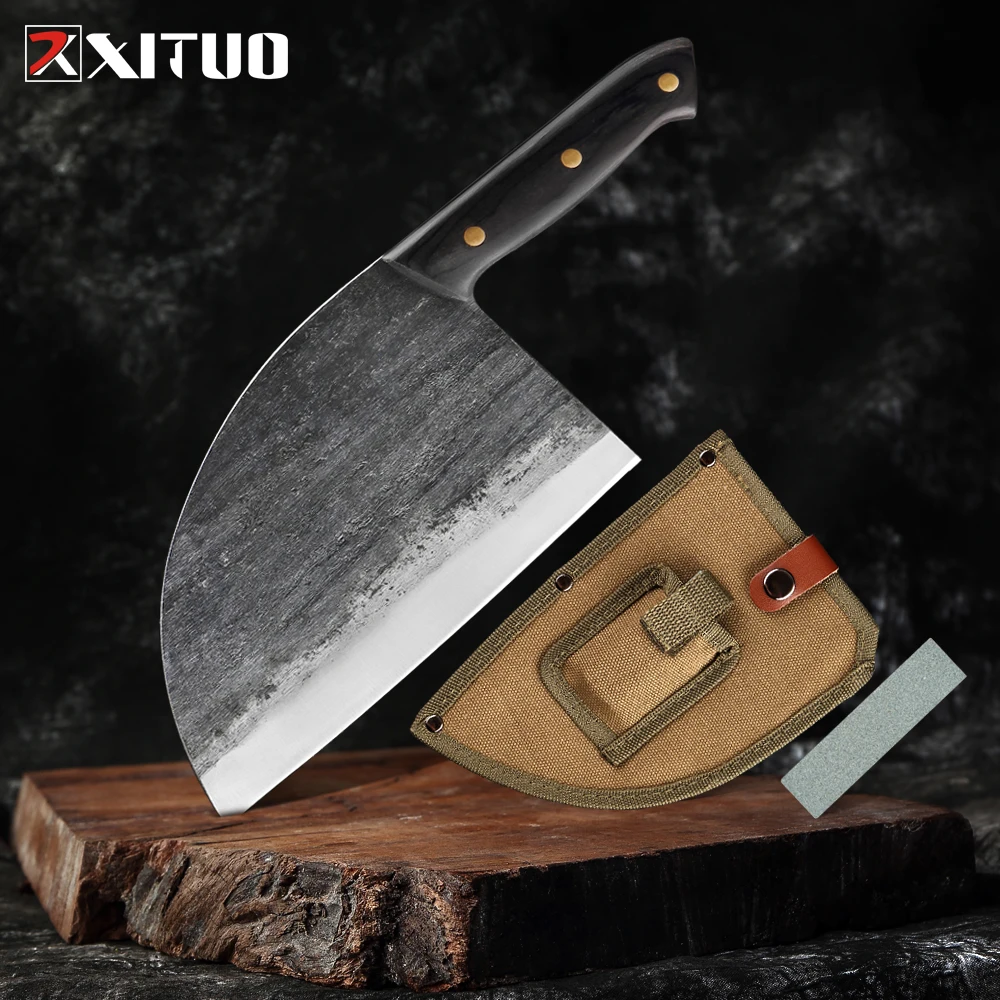 

XITUO Handmade Forged Chef Knife Full Tang Chinese Cleaver Kitchen Knives Meat Vegetables Filleting Slicing Butcher knife Broad