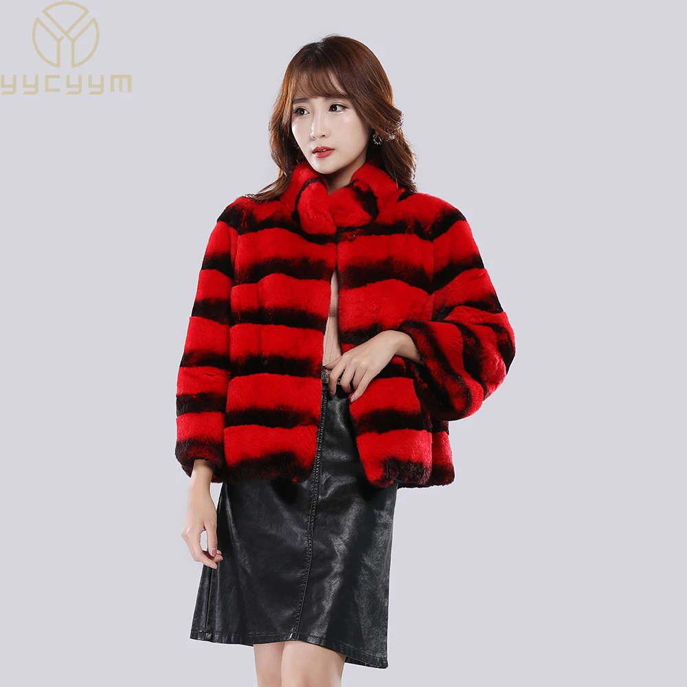 Real Fur Coat Women Luxury Chinchilla Colour Fur Coat Short Real Rex Rabbit Fur Coats For Women Warm Winter Best SellerReal Fur