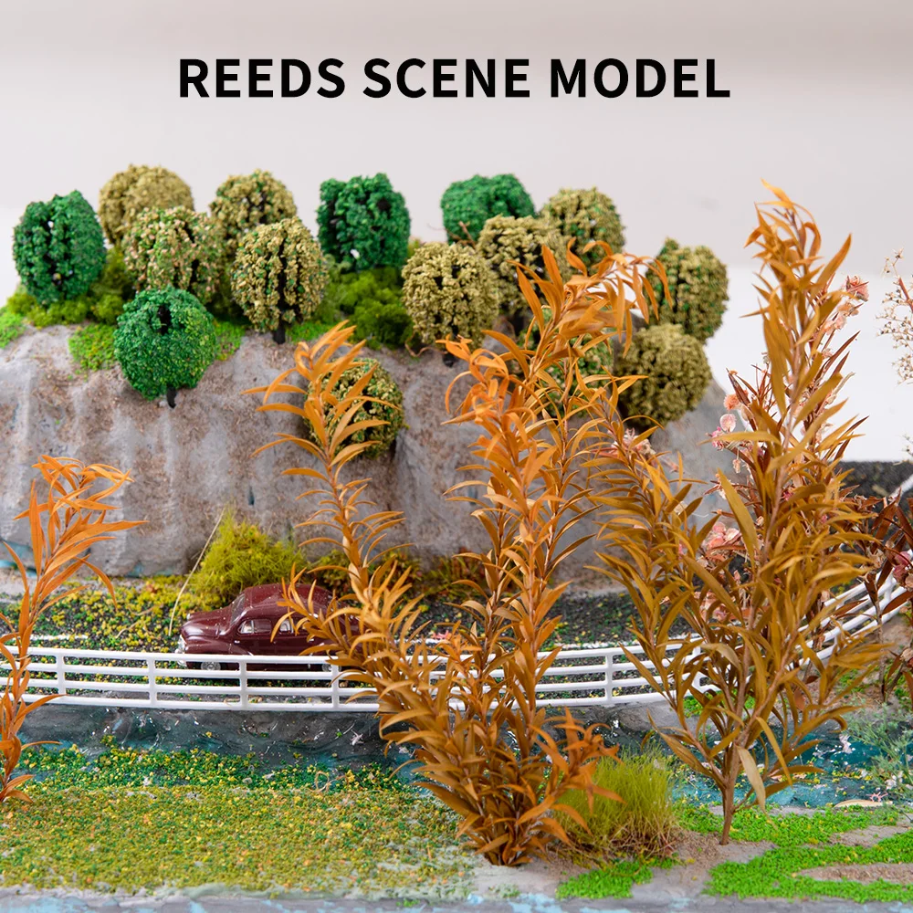 نموذج مشهد القصب المصغر أوراق طويلة العشب العنقودية بوش النبات لتقوم بها بنفسك المشهد الصغير الرملي ملحقات التضاريس النباتية 1 صندوق