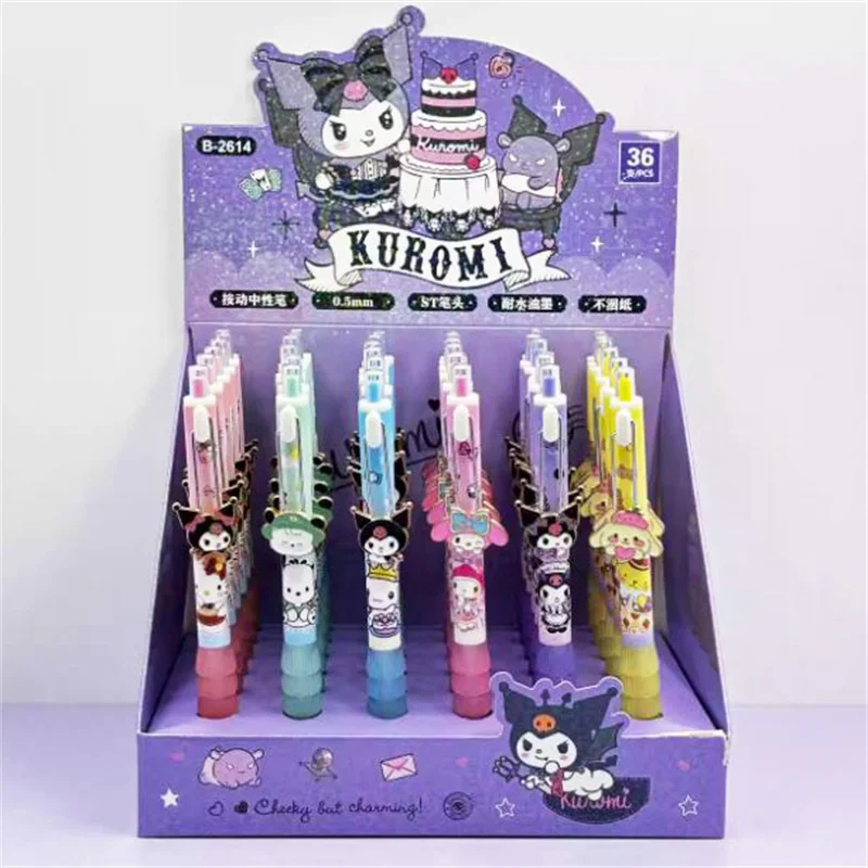 

36pcs/lot Sanrio Kuromi Melody Pochacco Gel Pen Cute Pochacco 0.5mm Black Ink Neutral Pens Promotional Gift Office School Supply