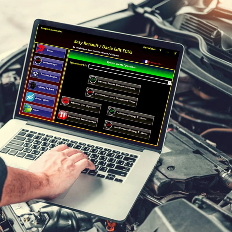 Easy Renault software V 6.1.4 +Key for Airbag AntiDemarrage Direction Assistee Tableau De Board the program WORK with Renolink