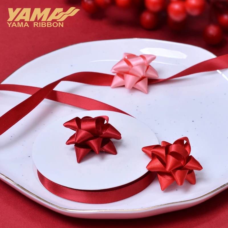 YAMA 100yards Single Face Satin Ribbon 6 9 13 16 19 22 mm Red for Party Wedding Decoration Handmade Rose Flowers Ribbons Gift