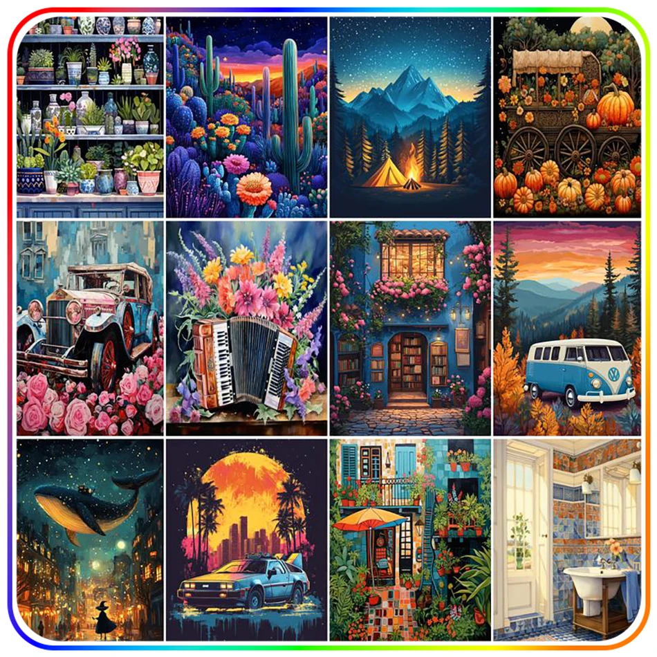 

SDOYUNO Diamond Painting Tools Landscape Scenery Full Square Round Drill Mosaic Home Decoration Handmade Gift Stitch Kit Crystal