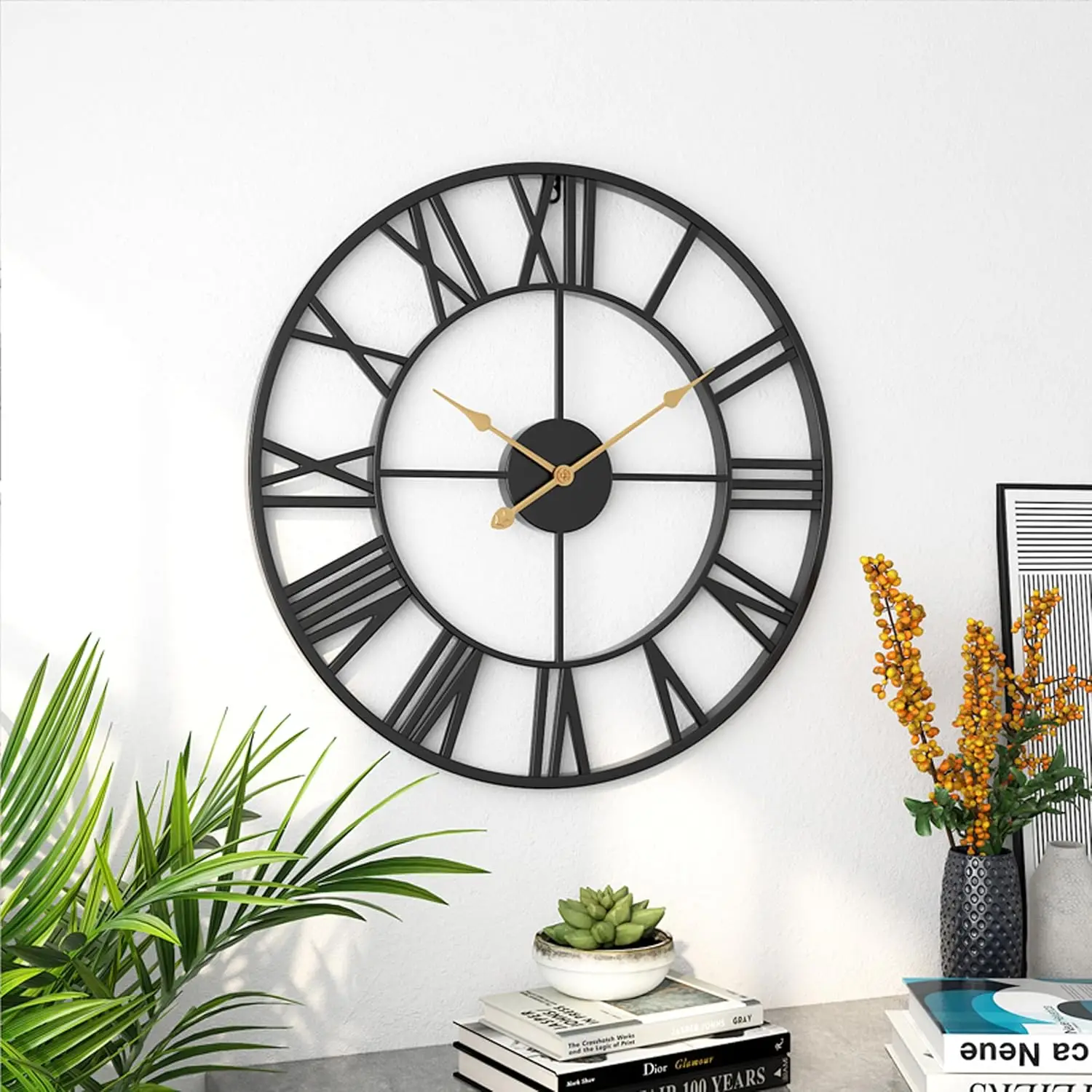 Thicken Heavy Large Metal Wall Clocks for Living Room Decor Large Decorative Clock Oversized,Big Roman Numeral Non Ticking