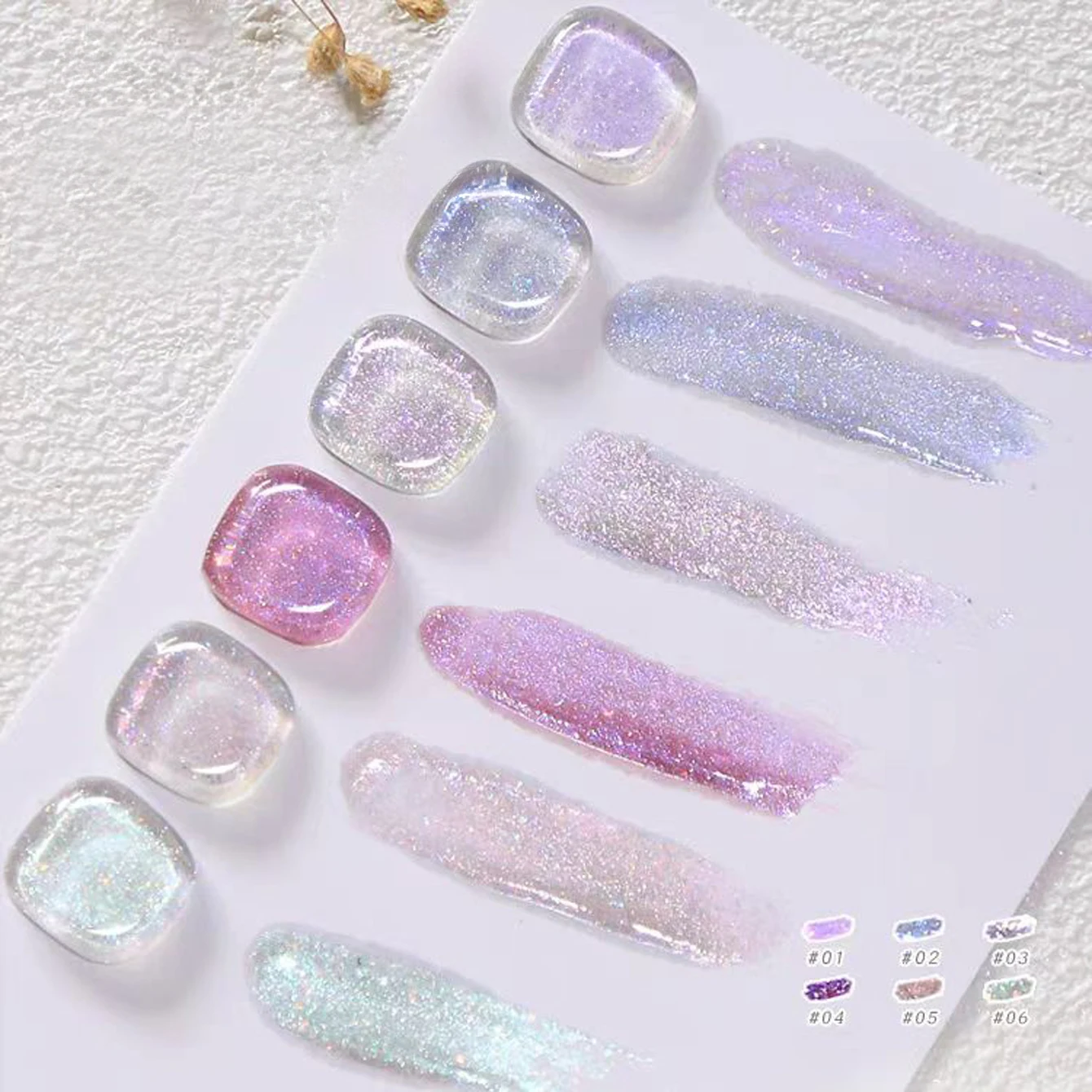 

1 Set #01-#06 Gel Polish - 2025 New Mica Shimmer & Skin-Brightening Fairy Dust for Summer Dream Nail Supplies​