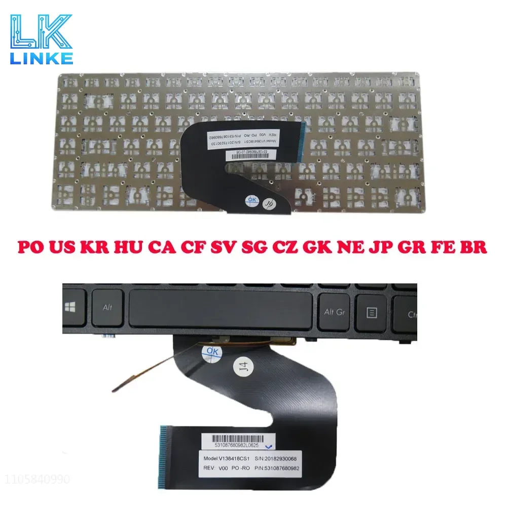 French FR US Czech Spanish Hungary Korean Canada No Backlit S410 Keyboard For GETAC S410 G1 G2 G3 S410G1 S410G3 / S410 G3 6150e