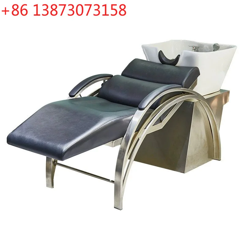 

Semi-reclining shampoo bed salon barber shop hair salon special ceramic basin stainless steel shampoo flush bed