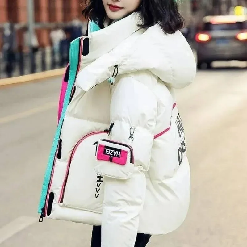 

New Women Fashion Down Jacket Winter Coat Female Short Parkas Loose Thick Warm Outwear Hooded Leisure Time Versatile Overcoat