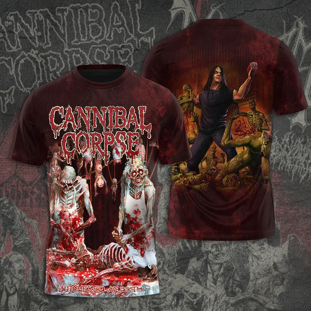 

Summer Hot Selling Fashion Horror Cannibal Corpse 3D Printed T-shirt Men Short Sleeve T-shirt Large Size Loose Casual Street Top