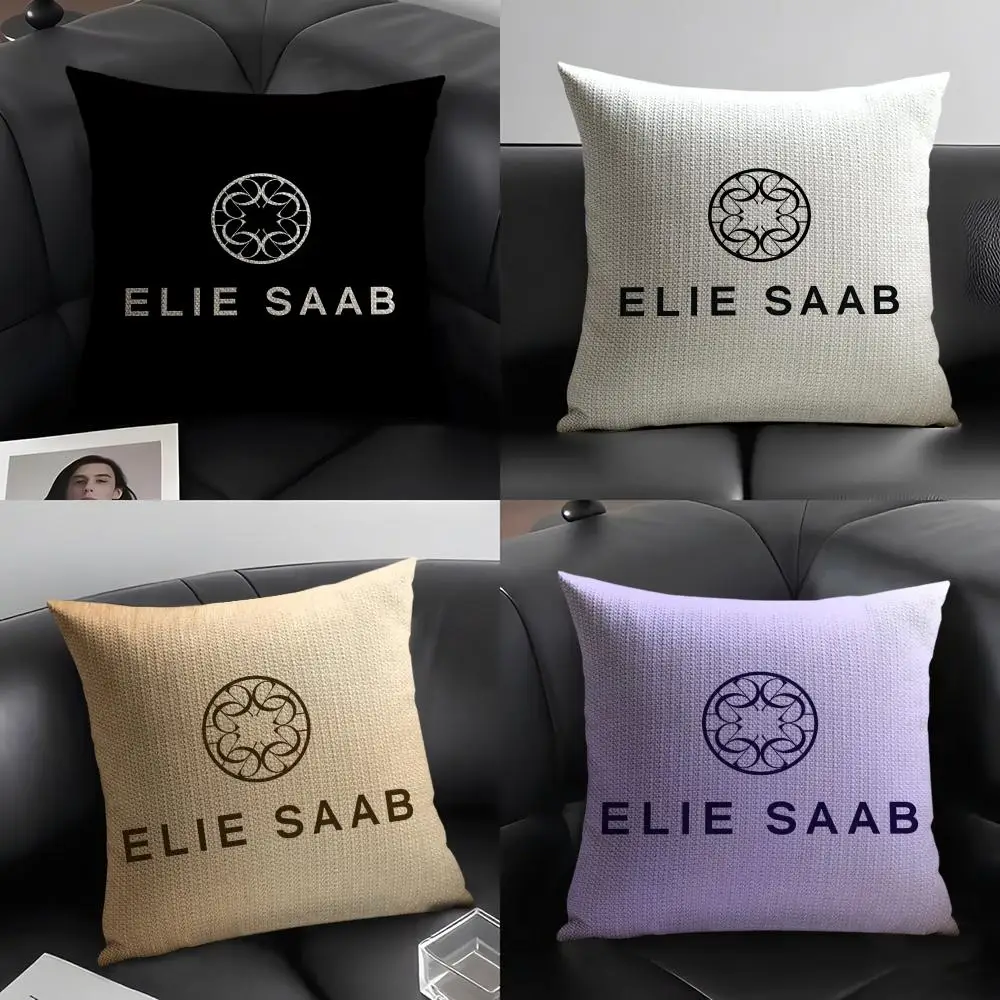 Funda de cojín de marca E-Elie S-Saab, tela orgánica de lino transpirable para verano, funda de almohada para sofá con estampado de doble cara, decoración del hogar