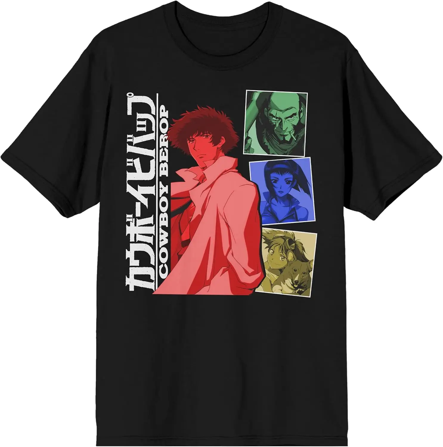 Cowboy Bebop Spike and Crew in Colors Crew Neck Short Sleeve Men's Black T-shirt