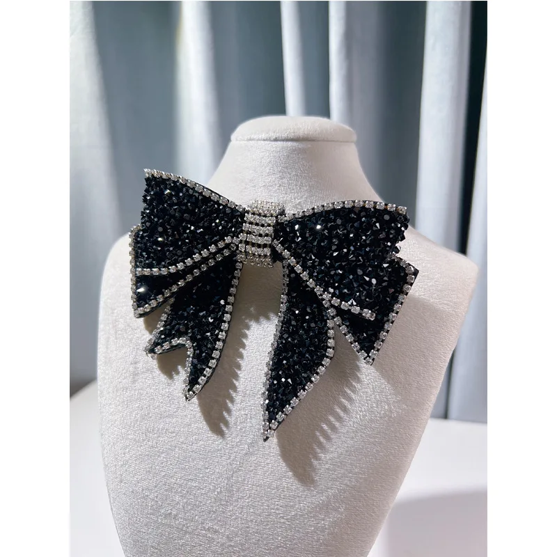 

3D Bling Beaded Studded Rhinestone Bow/Bow Tie Brooch Lapel Pin Vinage Sparkly Rhinestones Ribbon Bow Knot Brooches Pins