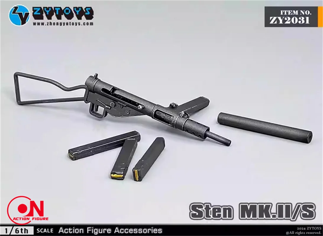 ZYTOYS 1/6 مقياس ZY2031 Sten MK.II/S رشاشات البنادق سلاح نموذج المشهد الملحقات صالح 12 ''الجندي عمل الشكل دمى الجسم #6