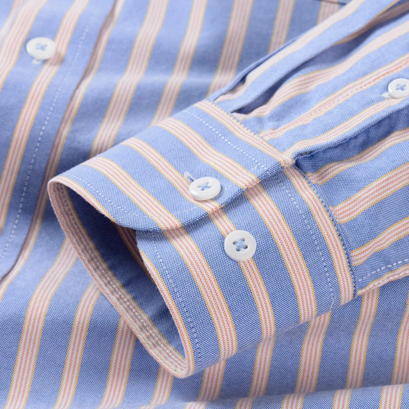 2024 Plus Size S~6XLCasual Solid Men\'s Long Sleeve Shirts 100% Cotton Oxford Wash Regular-fit Button-down Dress Shirts For Male
