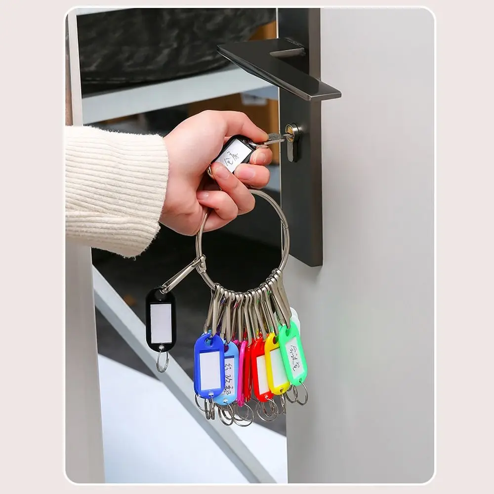 10/20/30/40 Pieces Transparent Window Key Ring Luggage Name Metal Split Rings With Number Plates Key Chains Plastic Key Tags