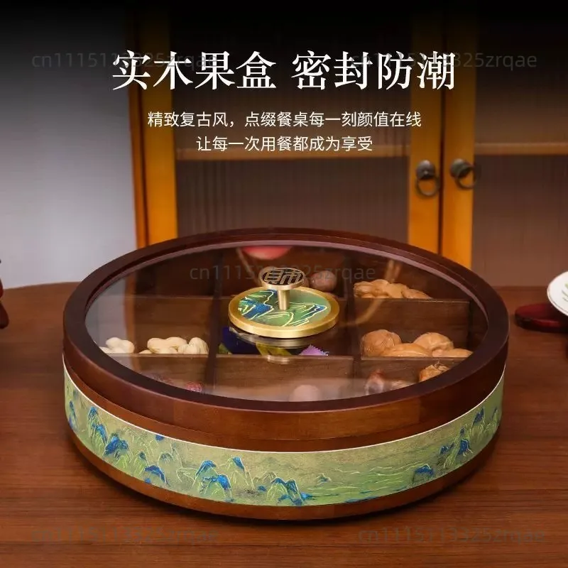 New Chinese Wooden Dried Fruit Box - Mid-Autumn Festival Home Living Room Light Luxury Snack Candy Plate