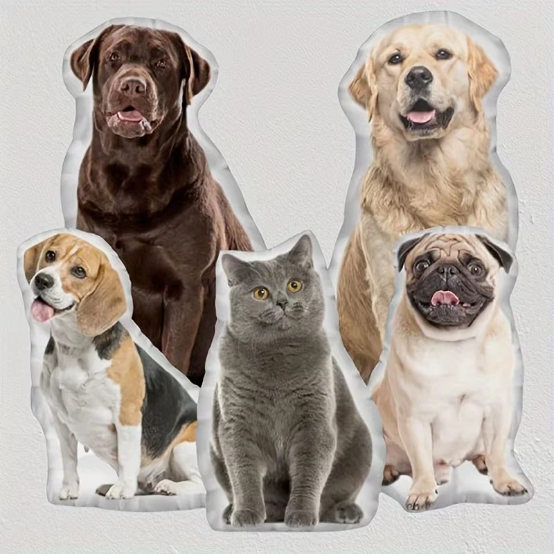 1PC Double Sided 3D Printing Custom Pet Photo Cushion Soft Plush Dog Cat Seat Throw Pillow view 5