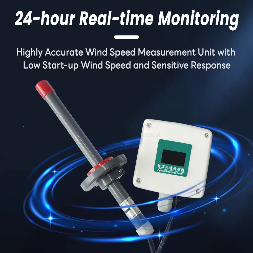 Split Duct Wind Velocity Sensor RS485 0-5V 0-10V 4-20MA Output High-Precision Anemometer Pipeline Wind Measurement Transmitters