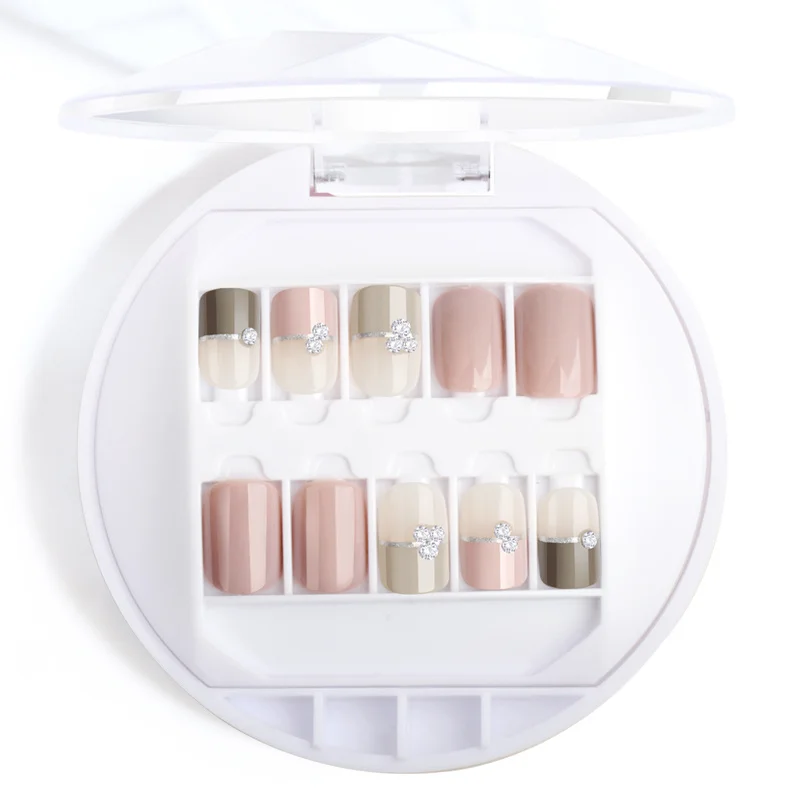 

Square Medium Eco-friendly ABS Full Cover Artificial False Nail Tips Gel Color Contrast Pre-glued Press-on Nails Customizable