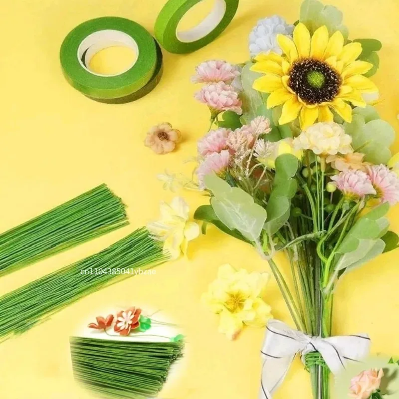 100-1000 قطعة سلك الأزهار الورقية 0.3 مللي متر/0.0118 بوصة قطر 40 سنتيمتر سلك حديد طويل يستخدم لصنع فرع زهرة تخزين النايلون ذاتية الصنع #6