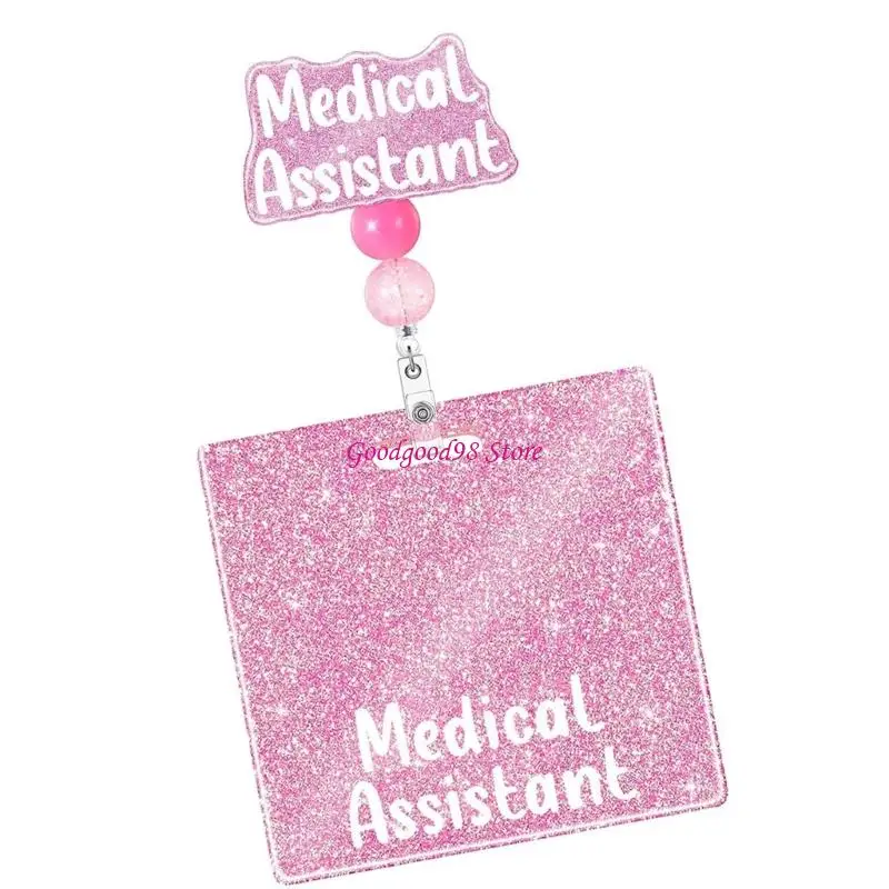 

Retractable Nurse Badge Cards Glittering Badge Reels Badge Holder Retractable Lanyard Reels for Doctor