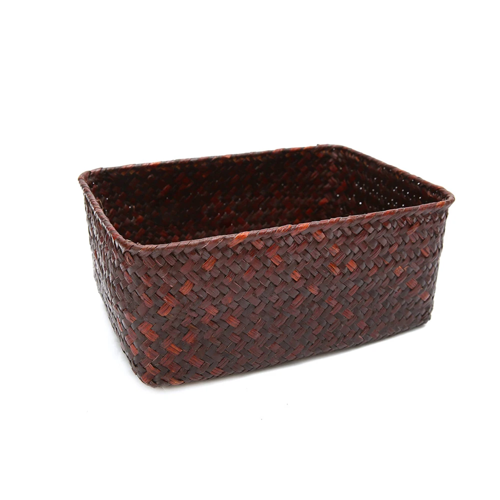 Handmade Straw Dried Flower Fruit Pot Basket Rattan Box Candy Earphone Panier De Rangement Organizer Useful Storage  Cesto