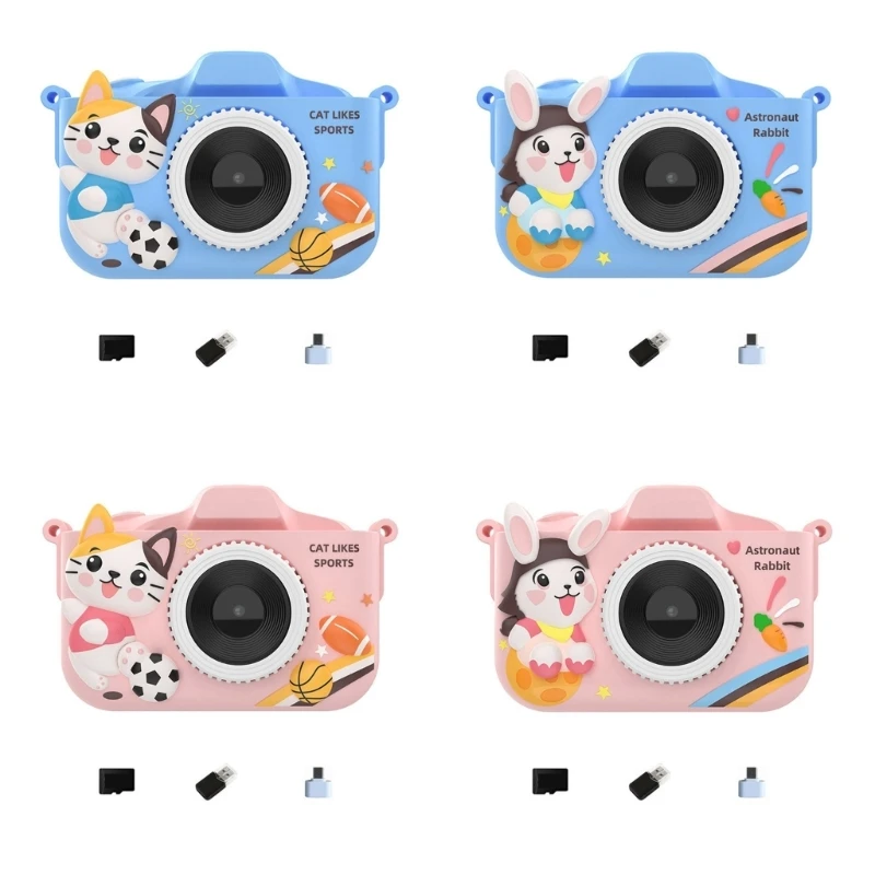 

Childrens Digital Camera With 32G Memory Card OTG Connector Double Camera Focusing Recording Creative Photo Frames 15UB