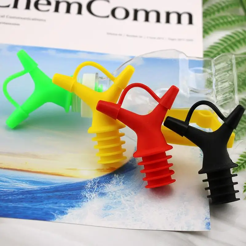 Tapón de silicona de doble cabezal para botella de aceite con válvula vertedora, sellado múltiple, para botella de salsa de soja líquida, utensilios de cocina y comedor para el hogar