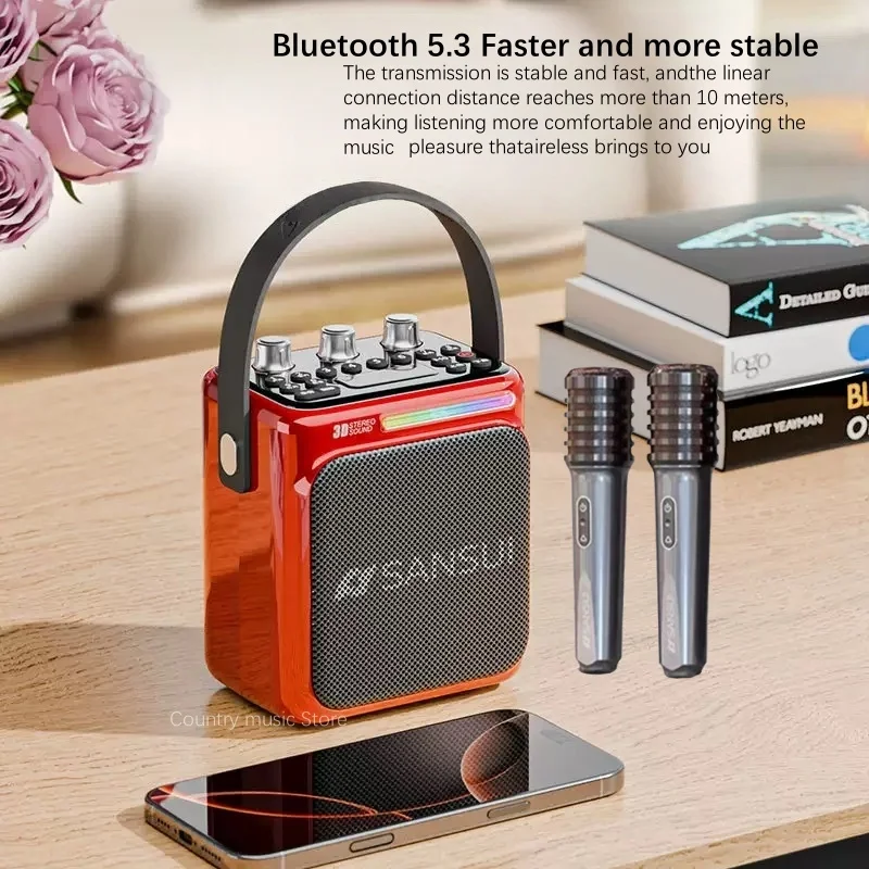 

Sansui T80 Ручные Bluetooth-колонки для домашнего пения KTV Открытый портативный караоке-динамик с беспроводным микрофоном для вечеринки