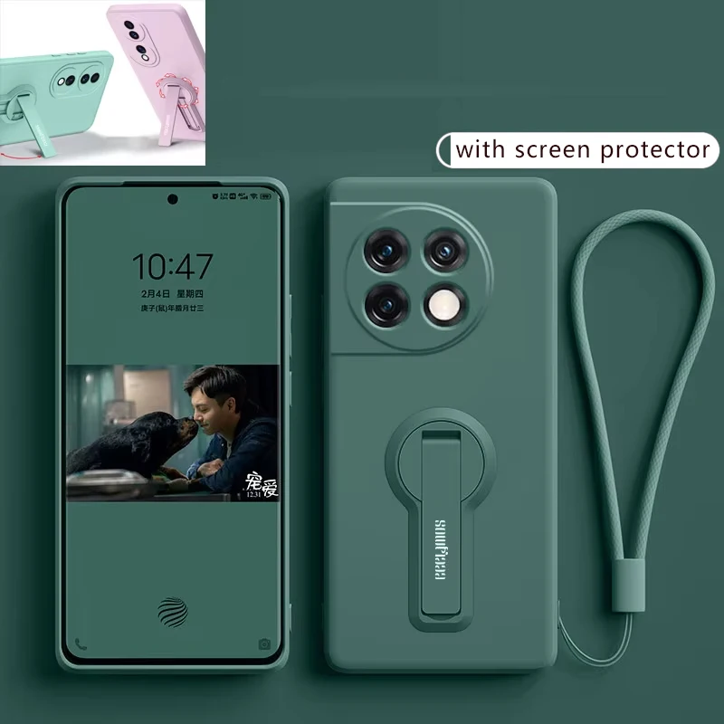 Luxury Soft Silicone Case Cover With Holder Stand For OnePlus One Plus 11 10 12 9 9R 8 7T 12R 11R ACE Pro 5G Phone Case Funda