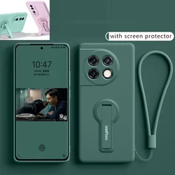 Luxury Soft Silicone Case Cover For OnePlus 13 12 11 15 15R 12R 13R 10 9 Pro ACE 3 Phone Case With Holder Stand Screen Protector