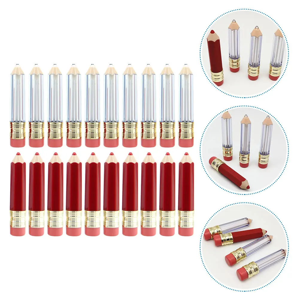 

20pcs Pencil Shaped Lipstick Empty Tubes Refillable Mini Gloss Containers For Diy Travel Lip Gloss Vials Lip Color Container