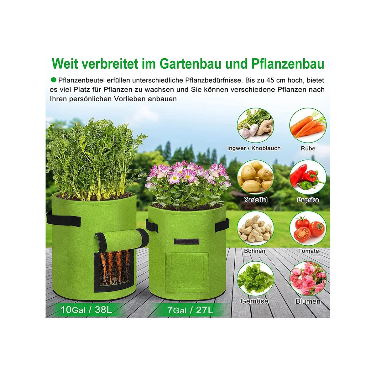 3x10 галлонов, рюкзак для выращивания растений с окном и ручками, мешок для посадки картофеля, нетканый материал