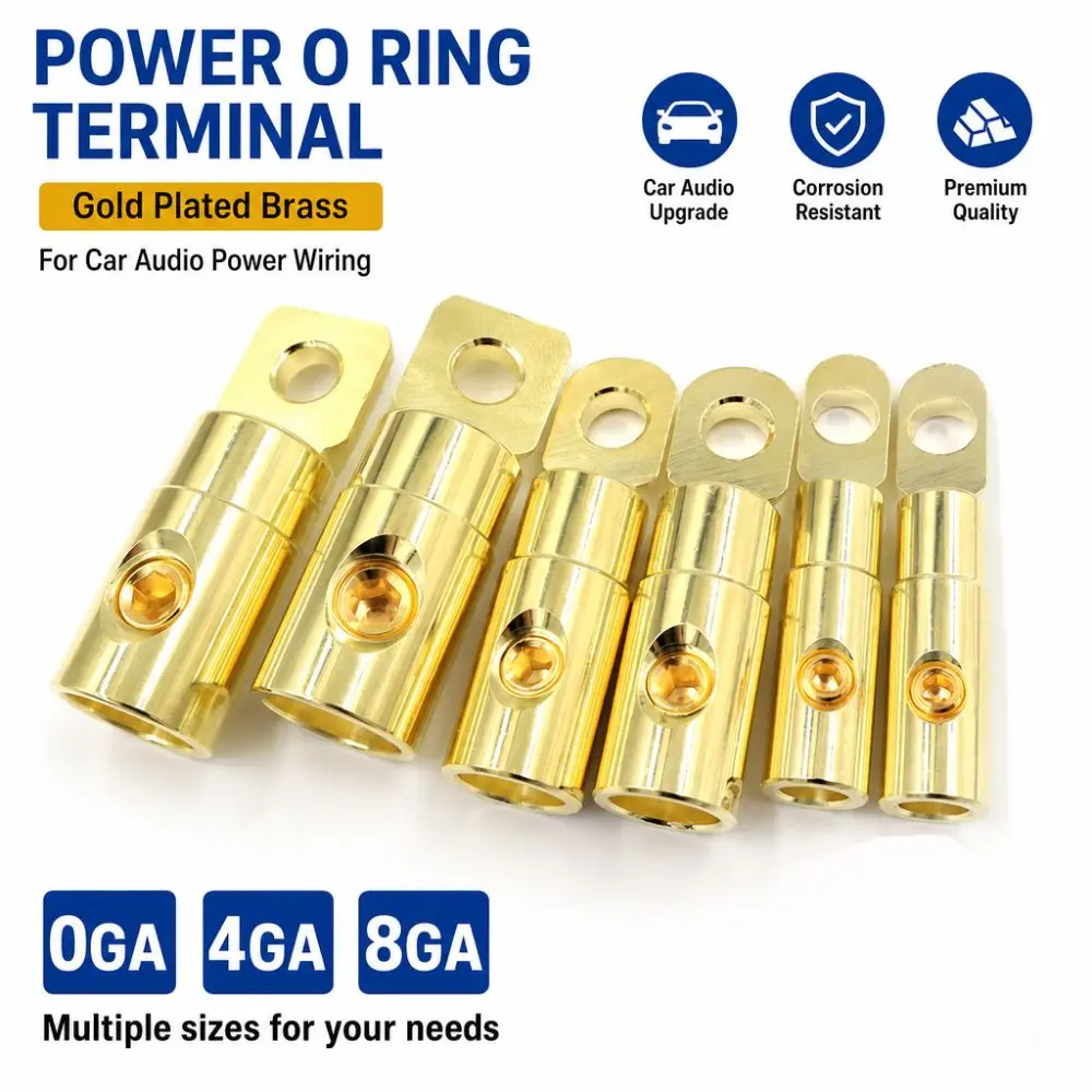 Durable O-Type Car Audio Connector 0GA 4GA 8GA Brass Power Supply Reducer Car Audio Terminal Connectors