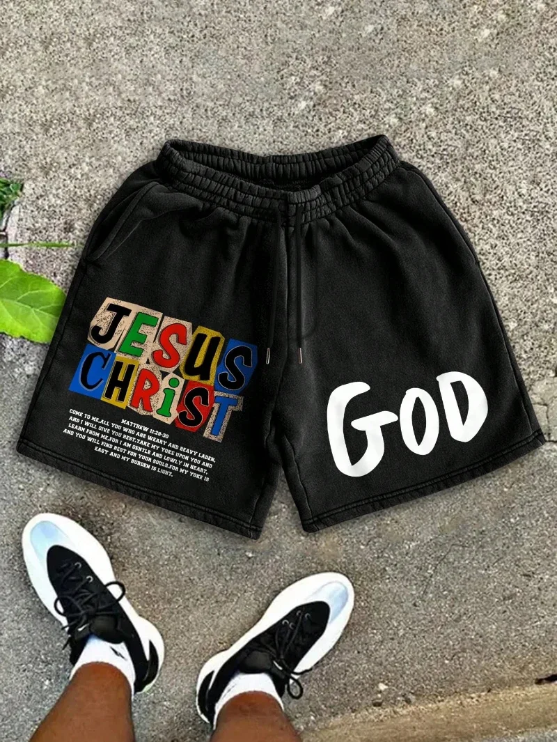 

Men Letter Graphic Drawstring Waist Shorts Summer Casual Streetwear Shorts Unisex Fashion New Men's Drawstring Waist