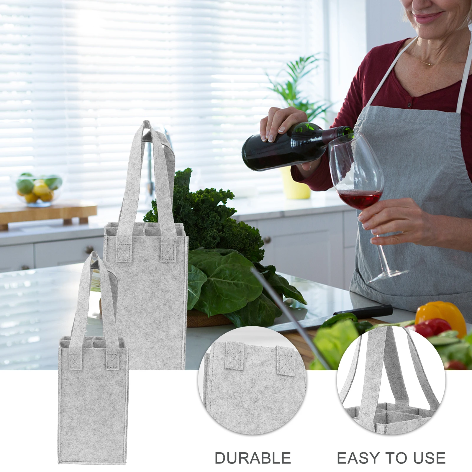 4 Bottle Wine Carrier Wine Gift Bags Divider Felt Wine Storage Tote Bags Reusable Grocery Bags With Handles Beer Packaging Box