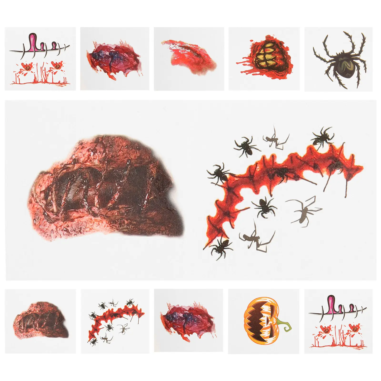 

40Pcs Halloween Scars Decals Realistic Wound Stickers for Face Body Temporary Tattoos Scar Makeup Costume Cosplay Party Fake