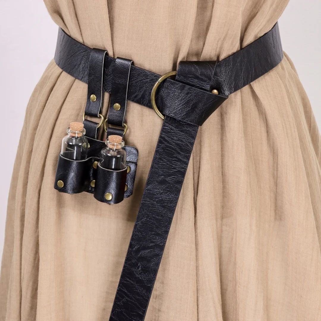 Medieval Wizard Witch Dark Magic Cork Potion Glass Bottle Holder Steampunk Alchemist Healer Larp Cosplay Costume Belt Accessory
