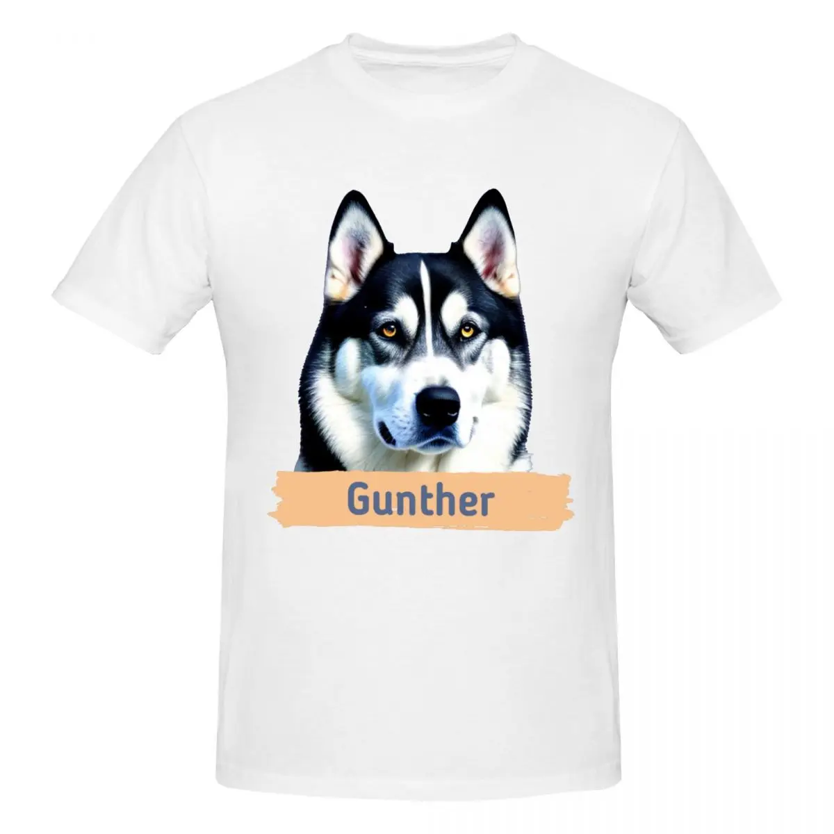 Men Gunther Husky Dog T Shirt Streetwear Big Size Cotton Crewneck Sleeve Custom T Shirts