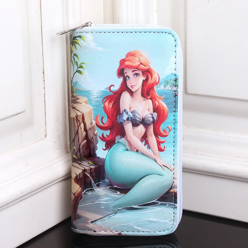 Disney Ariel Coin Purse Kawaii Cartoon Anime Cute Students Keychain Card Case I.d. Holder Zip Style Wallets Toys Girls Gifts