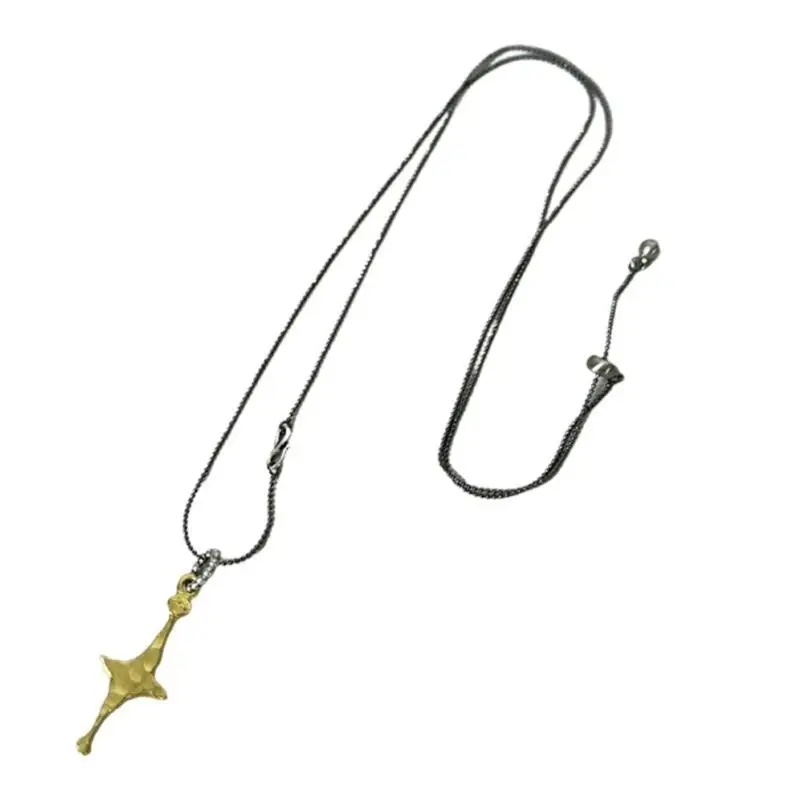 

A52E Retro Inspire Moon and Star Pendant Necklace Fashion Accessory for Women With Adjustable Length and Elegant Charm