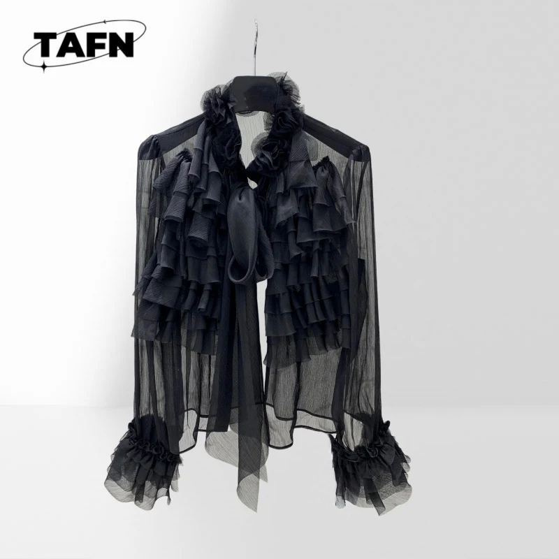 

Ladies Polka Dot Shirt Loose Fit Long Sleeve Blouse Ladies Tie Neck Shirt Office Elegant Long Sleeve Blouse AK0802