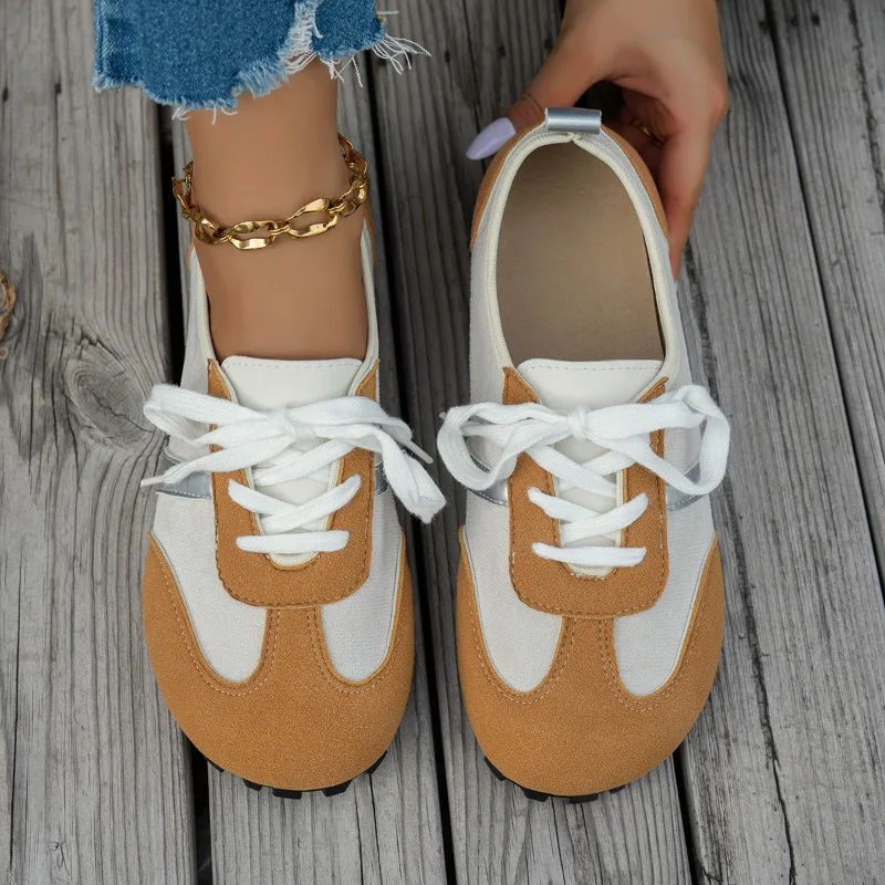Spring and Autumn Women's Vintage Comfortable Color Blocking Sneakers Women Anti Slip Fashionable Shallow Mouth Vulcanized Shoes
