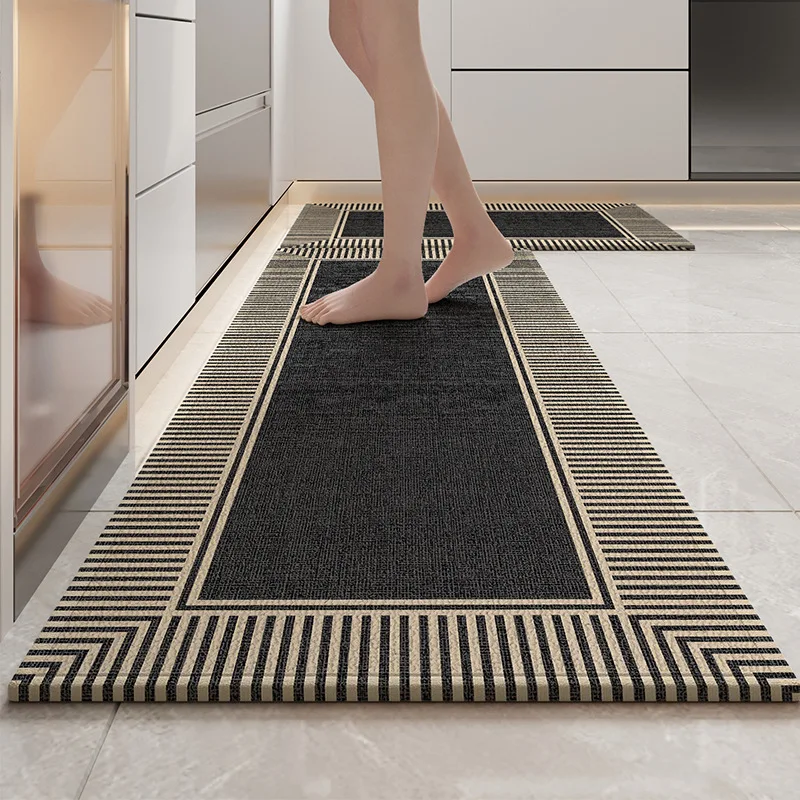 Polyester Kitchen Runner Rug, Absorbent Oil Long Floor Mat, Non-Slip Anti-Stain Doormat, Quick Dry Easy Clean for Indoor Hallway