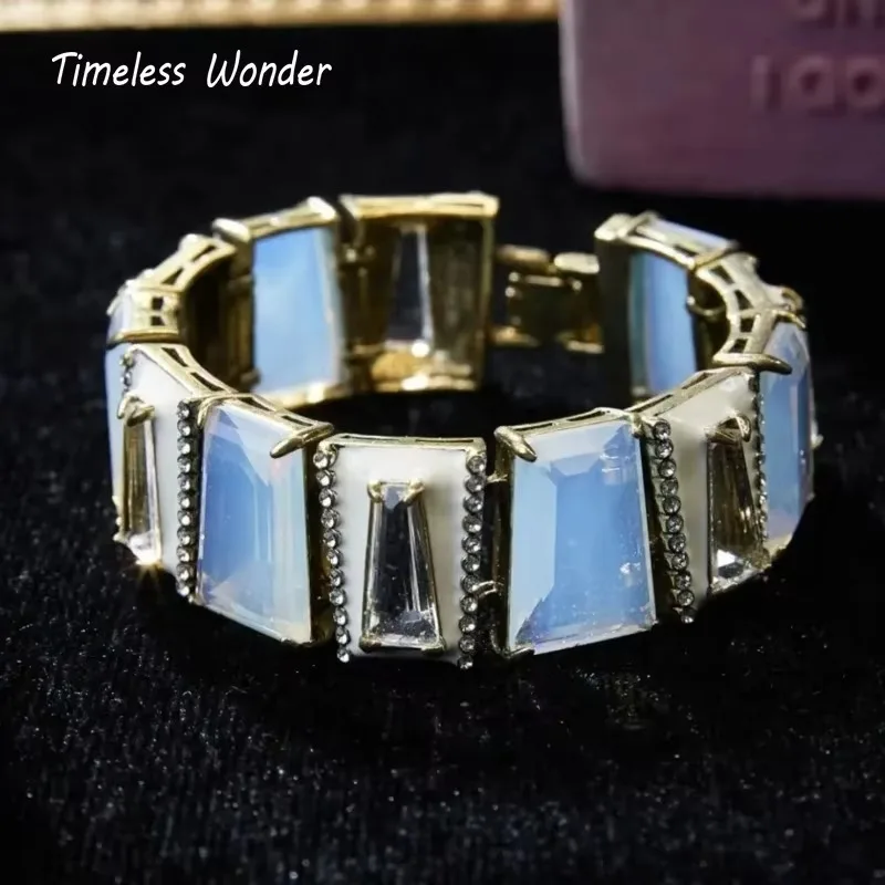 

Timeless Wonder Fancy Zircon Geo Pave Bracelet for Women Designer Fine Jewelry Goth Runway Top Trendy Rare Gift 4526